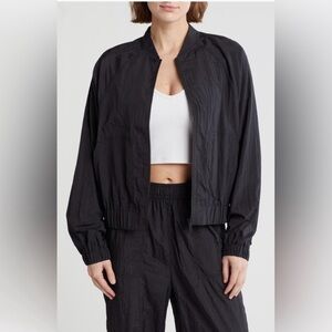 Zella Women's Black Bomber Jacket Nylon NWT